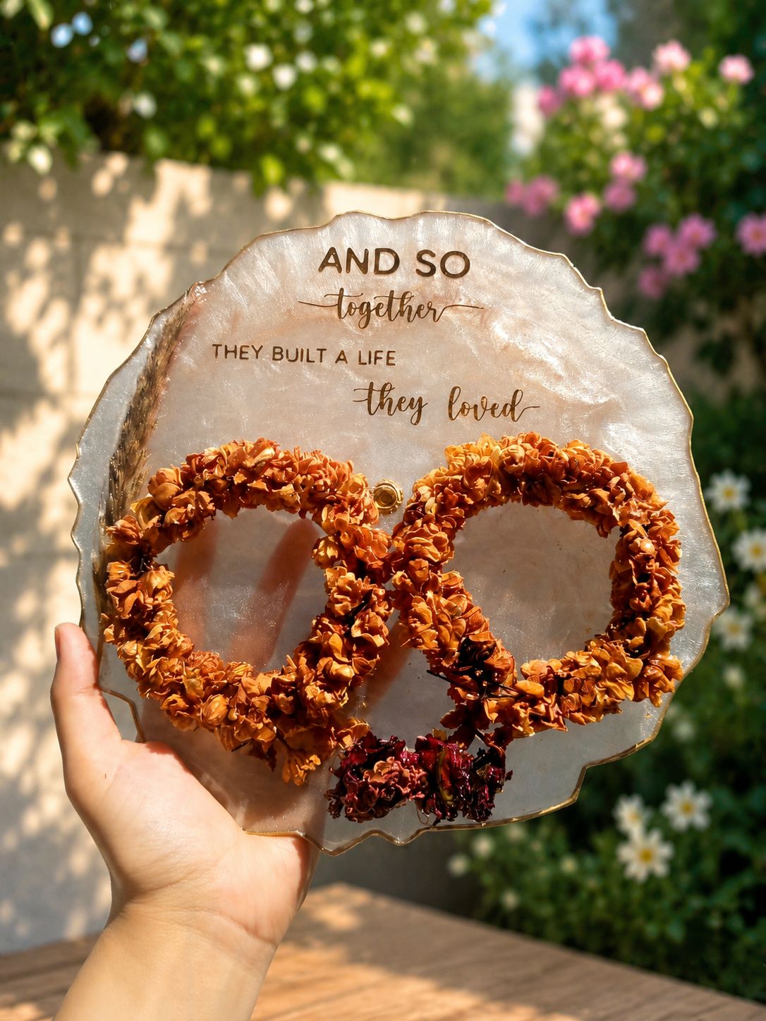 Custom Wedding Garland Resin Preservation Frame / نکاح ہار ریزن فریم