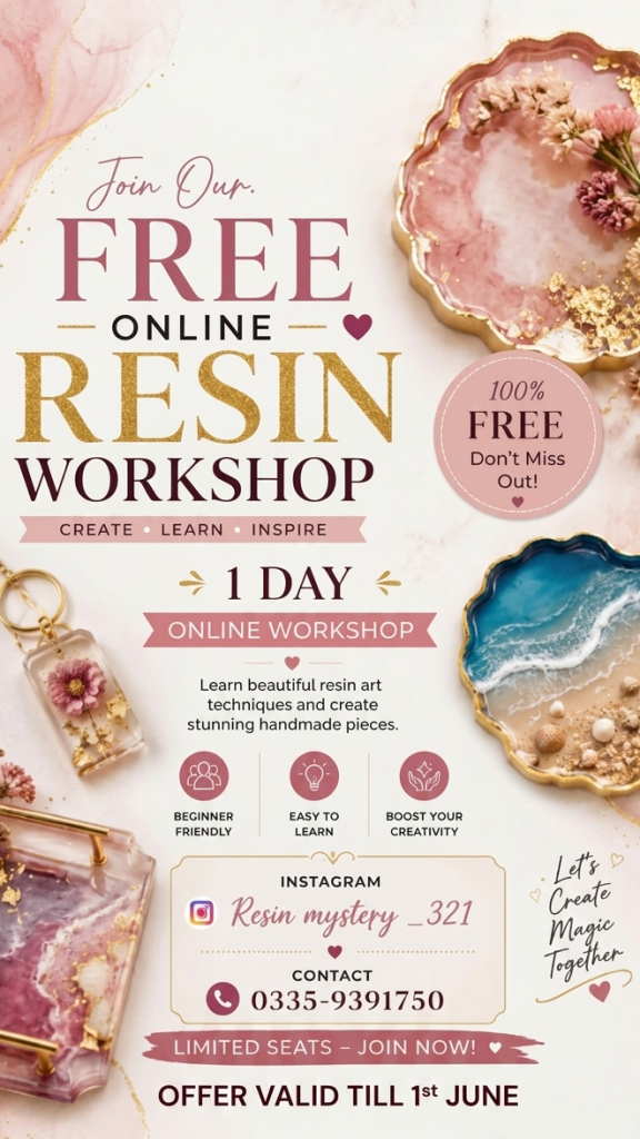Free online resin workshop advertisement