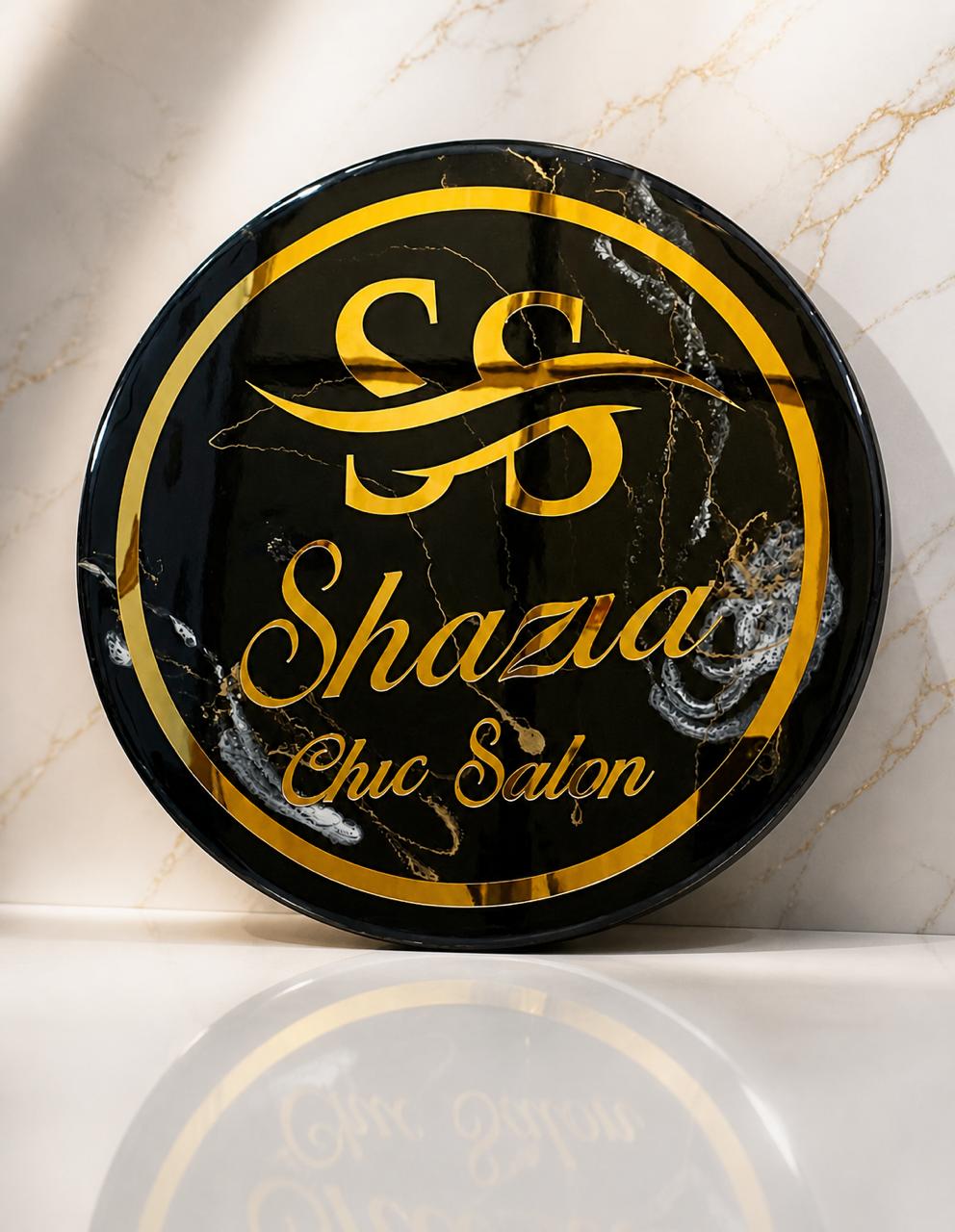 Premium Customized Round MDF Salon Sign Board with Logo A1